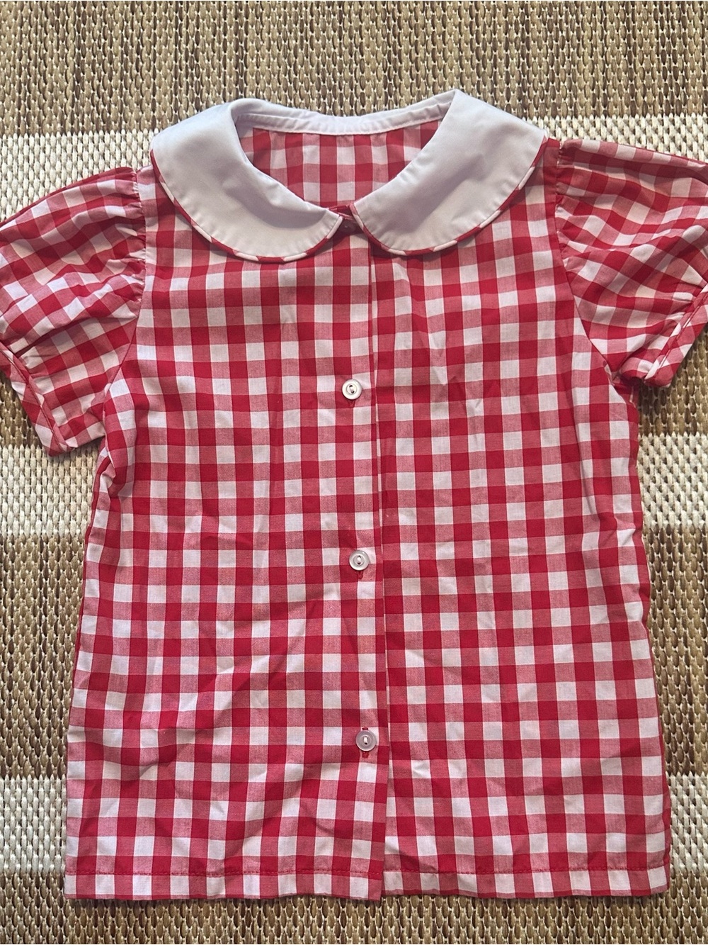 Kelly's Kids Red and White Gingham Peter Pan Collar Blouse
